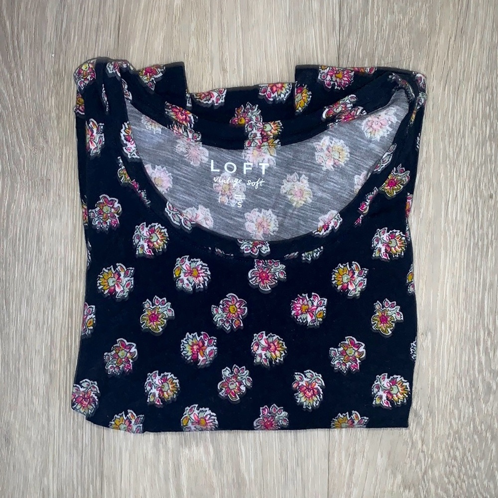 Loft floral puff sleeve shirt